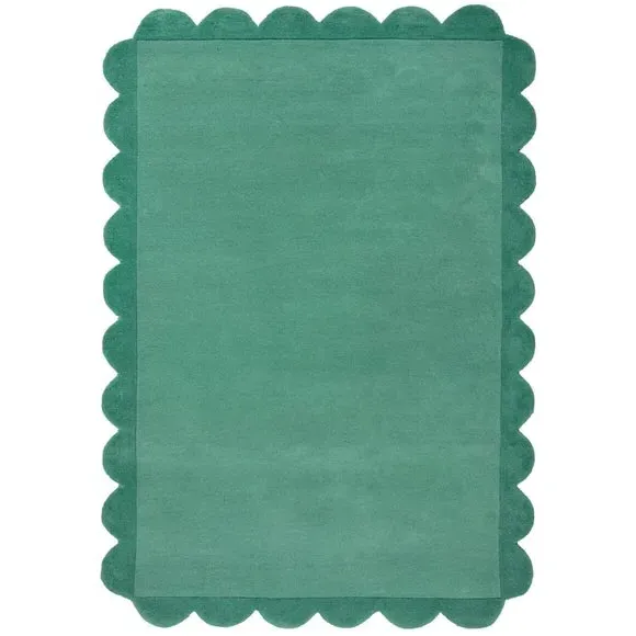 Scallop Edge Rug - Aqua, Wool