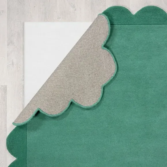 Scallop Edge Rug - Aqua, Wool