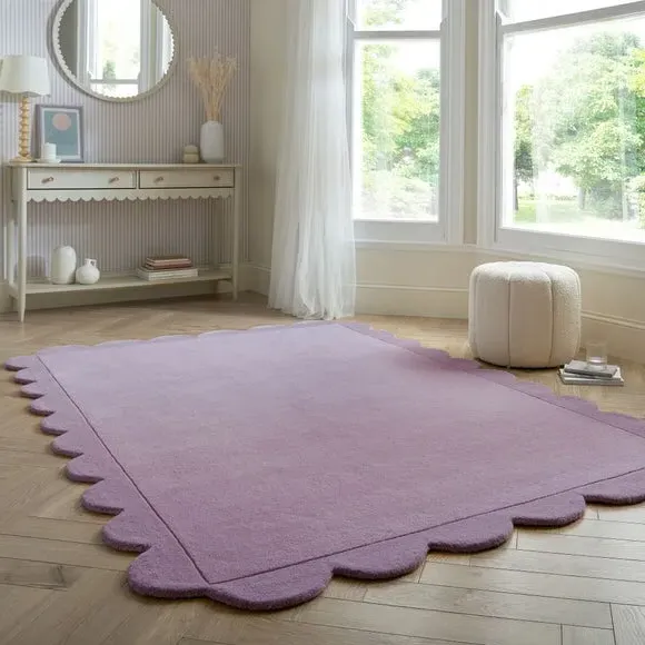Scallop Edge Rug - Lilac, Wool