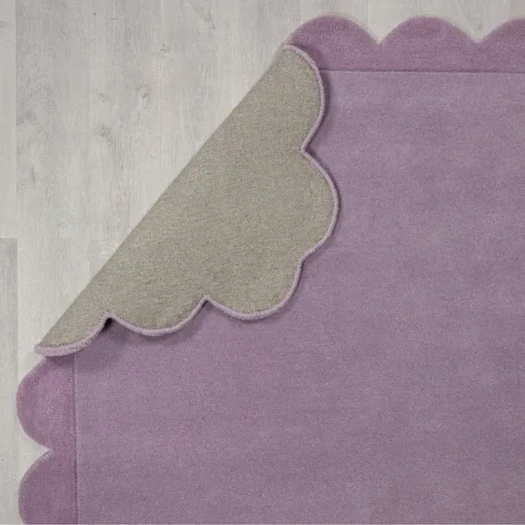 Scallop Edge Rug - Lilac, Wool