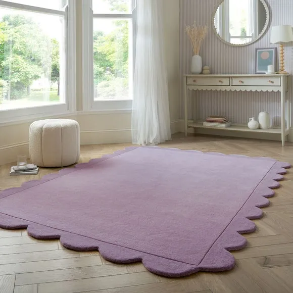 Scallop Edge Rug - Lilac, Wool