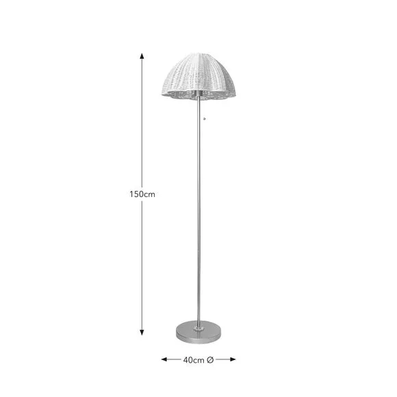 Scallop Floor Lamp with Pull Cord - Rattan