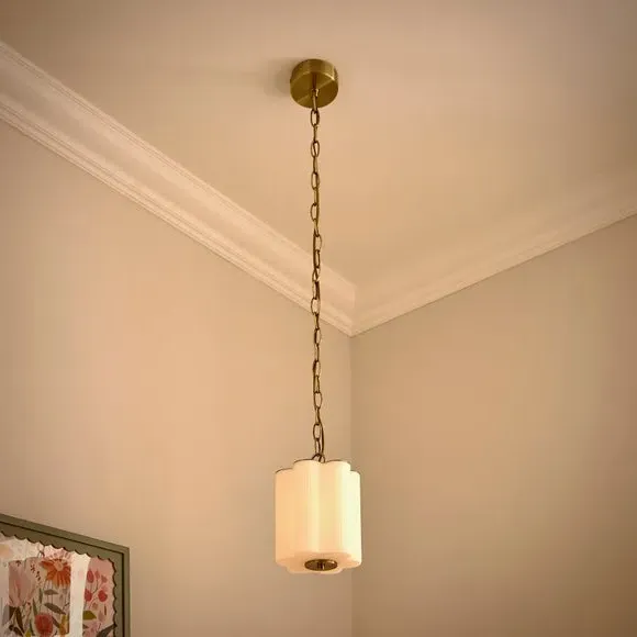Scallop Pendant Light Adjustable - White, Glass