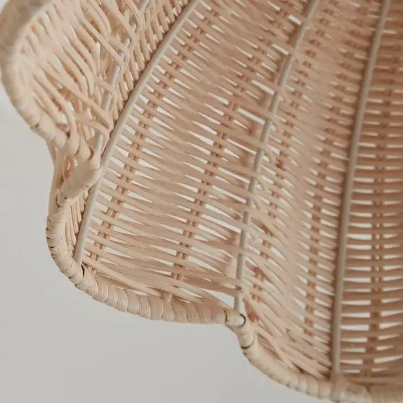 Scallop Pendant Shade Easy Fit - Off-White, Rattan