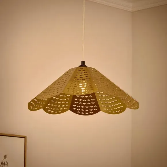 Scallop Pendant Shade with Laser Cut - Gold