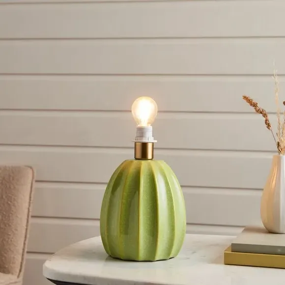 Scallop Table Lamp Base - Green, Ceramic image