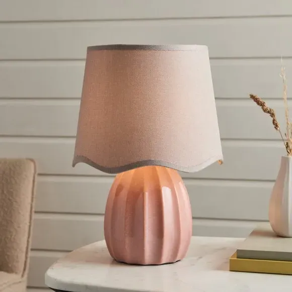 Scallop Table Lamp Base - Pink, Ceramic