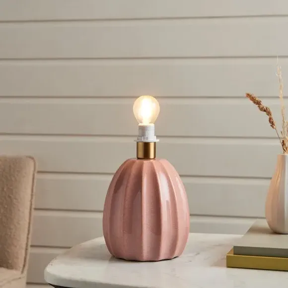 Scallop Table Lamp Base - Pink, Ceramic