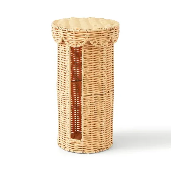 Scallop Toilet Roll Holder - Natural, Wicker