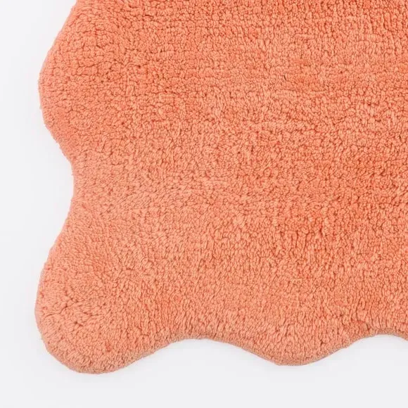 Scalloped Bath Mat with Anti-Slip - Apricot, Cotton