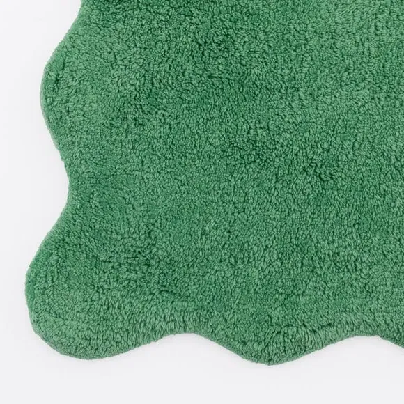 Scalloped Bath Mat with Anti-Slip - Chive, Cotton
