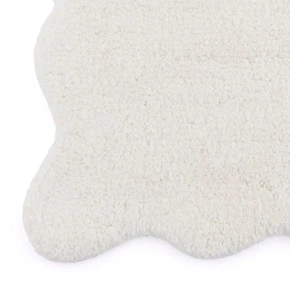 Scalloped Bath Mat with Anti-Slip - Cream, Cotton