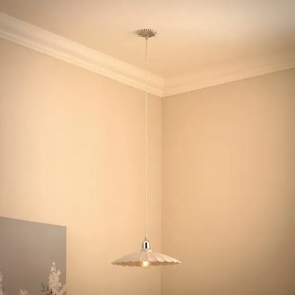 Scalloped Ceiling Light Cable - Chrome, Steel