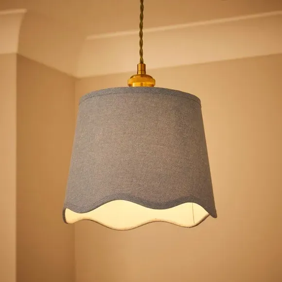 Scalloped Lamp Shade with Gimbal - Air, Linen