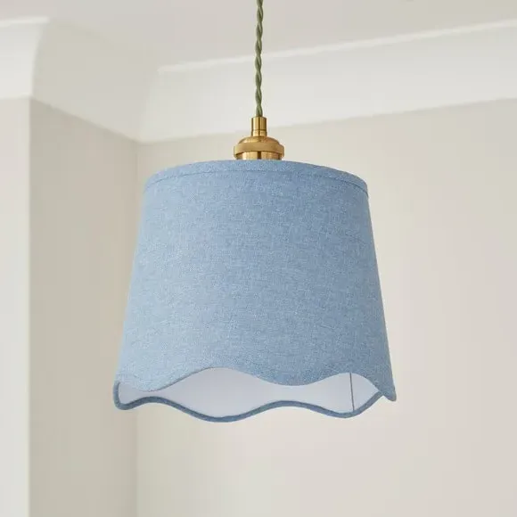 Scalloped Lamp Shade with Gimbal - Air, Linen