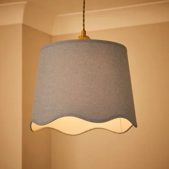 Scalloped Lamp Shade with Gimbal - Air, Linen
