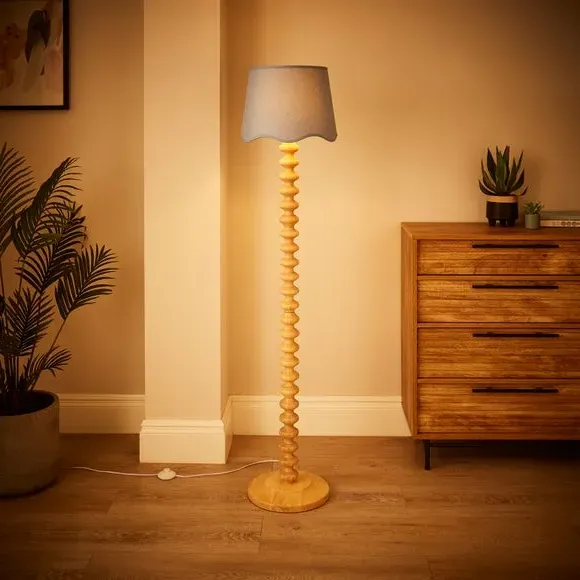 Scalloped Lamp Shade with Gimbal - Air, Linen