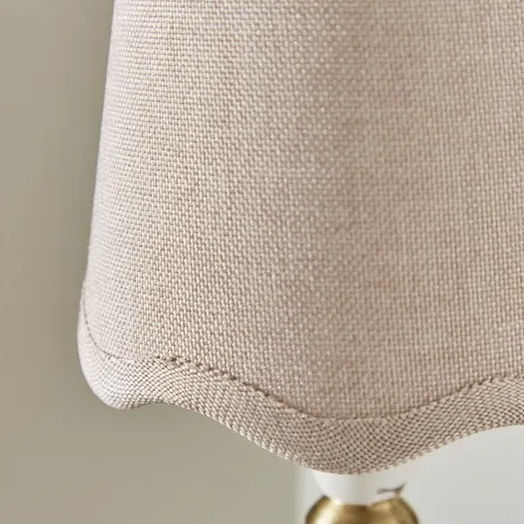 Scalloped Lamp Shade with Gimbal - Grey, Linen