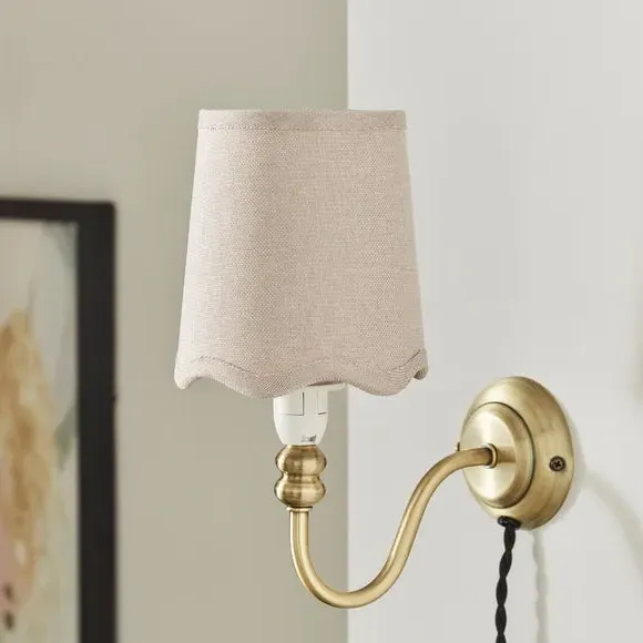 Scalloped Lamp Shade with Gimbal - Grey, Linen