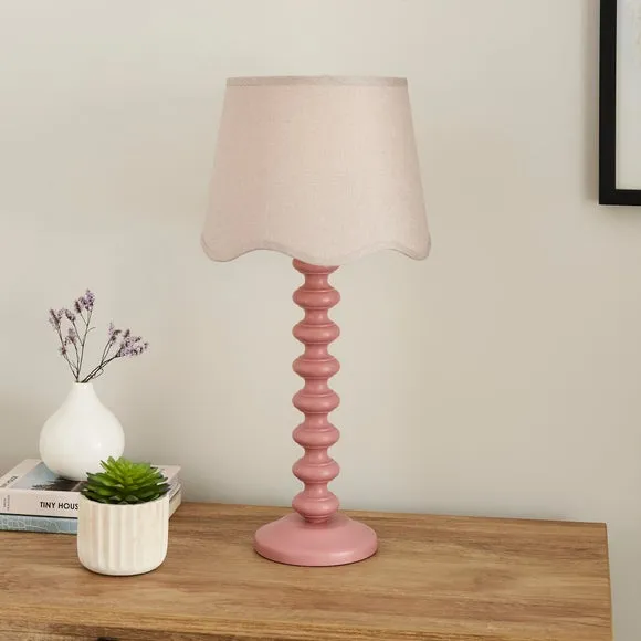 Scalloped Lamp Shade with Gimbal - Grey, Linen