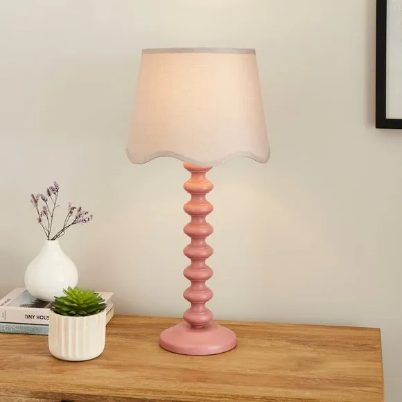 Scalloped Lamp Shade with Gimbal - Grey, Linen