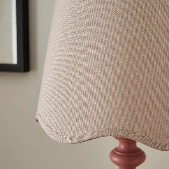 Scalloped Lamp Shade with Gimbal - Grey, Linen