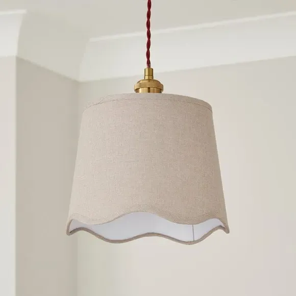 Scalloped Lamp Shade with Gimbal - Grey, Linen