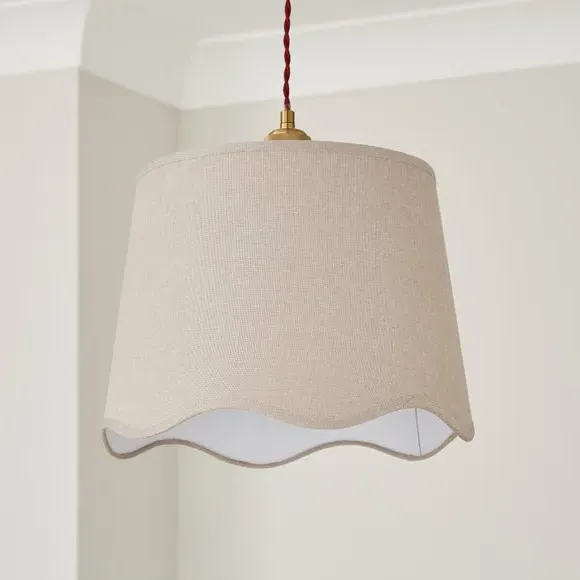 Scalloped Lamp Shade with Gimbal - Grey, Linen