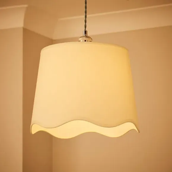 Scalloped Lamp Shade with Gimbal - Ivory, Linen