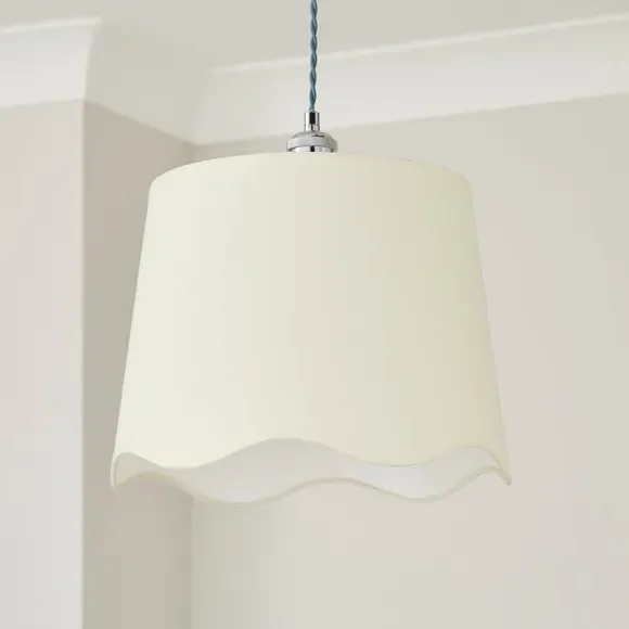 Scalloped Lamp Shade with Gimbal - Ivory, Linen