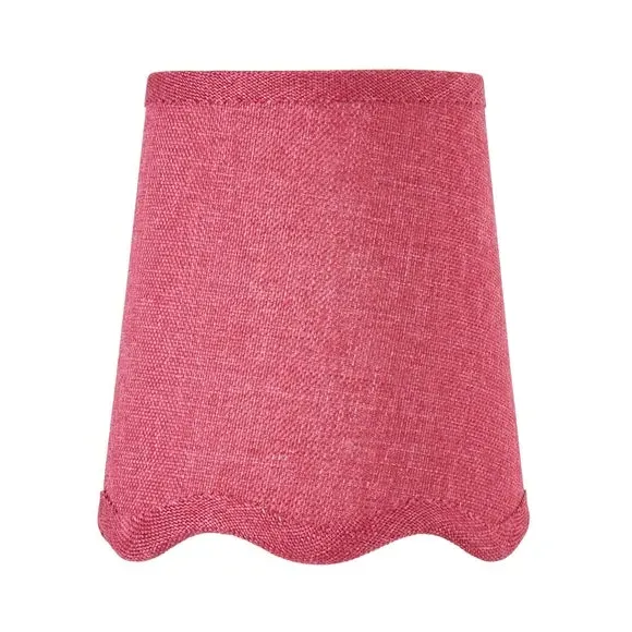 Scalloped Lamp Shade with Gimbal - Rhubarb, Linen