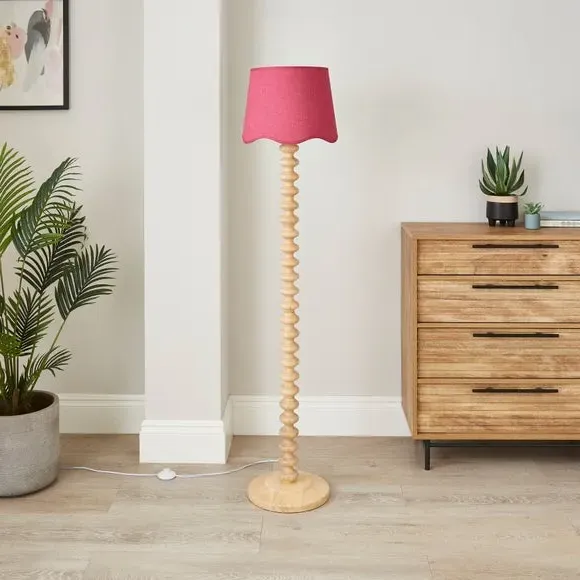 Scalloped Lamp Shade with Gimbal - Rhubarb, Linen