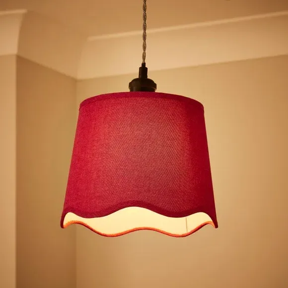 Scalloped Lamp Shade with Gimbal - Rhubarb, Linen