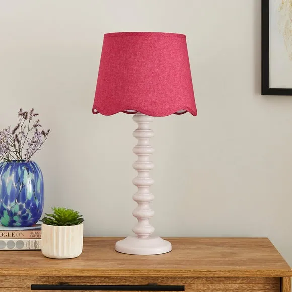 Scalloped Lamp Shade with Gimbal - Rhubarb, Linen