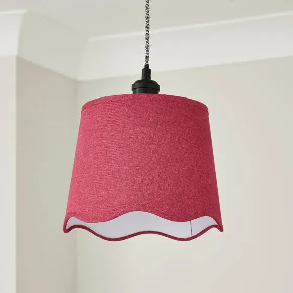 Scalloped Lamp Shade with Gimbal - Rhubarb, Linen