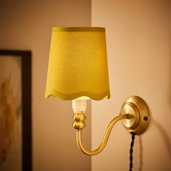 Scalloped Lamp Shade with Gimbal - Sage, Linen