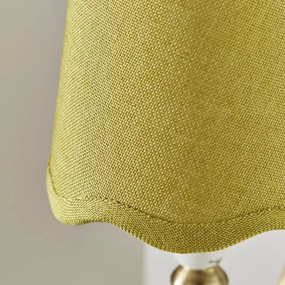 Scalloped Lamp Shade with Gimbal - Sage, Linen