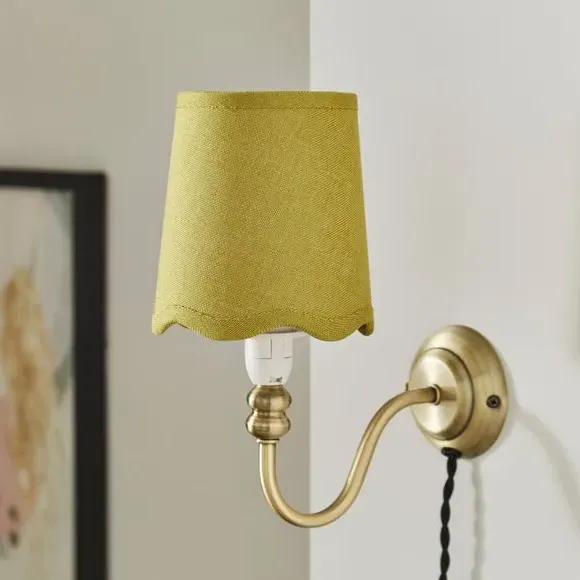 Scalloped Lamp Shade with Gimbal - Sage, Linen