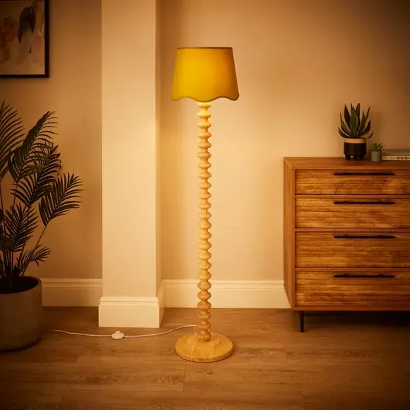 Scalloped Lamp Shade with Gimbal - Sage, Linen