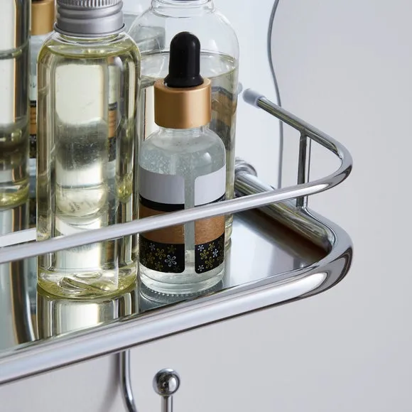 Scalloped Mirror with Storage - Silver, Chrome