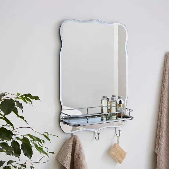 Scalloped Mirror with Storage - Silver, Chrome