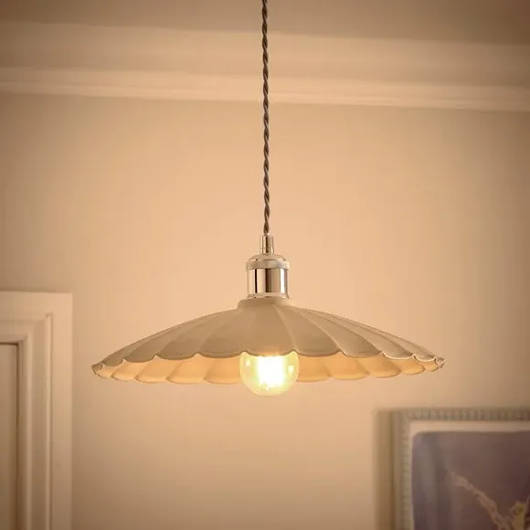 Scalloped Pendant Shade Easy Fit - Natural, Metal