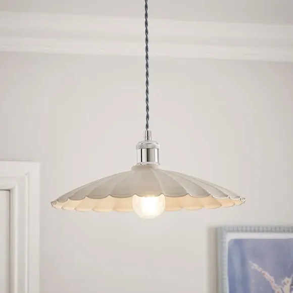 Scalloped Pendant Shade Easy Fit - Natural, Metal