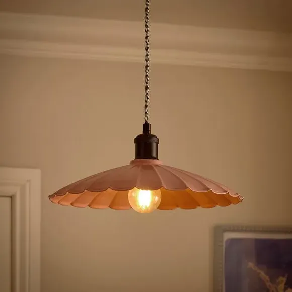 Scalloped Pendant Shade Easy Fit - Rose, Metal