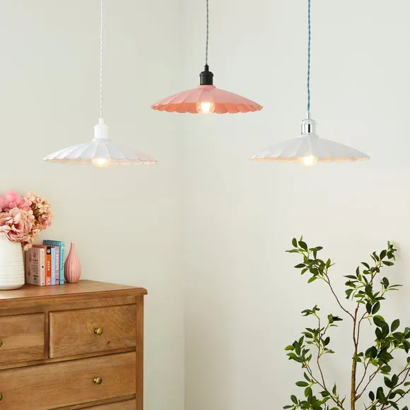 Scalloped Pendant Shade Easy Fit - Rose, Metal