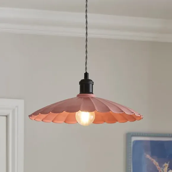 Scalloped Pendant Shade Easy Fit - Rose, Metal