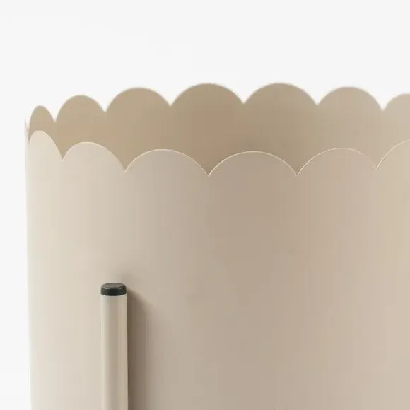 Scalloped Plant Pot - Beige, Metal
