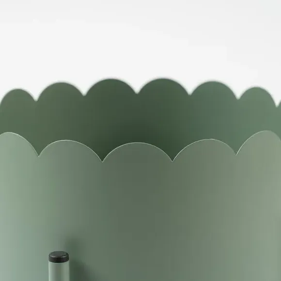 Scalloped Plant Pot - Green, Metal