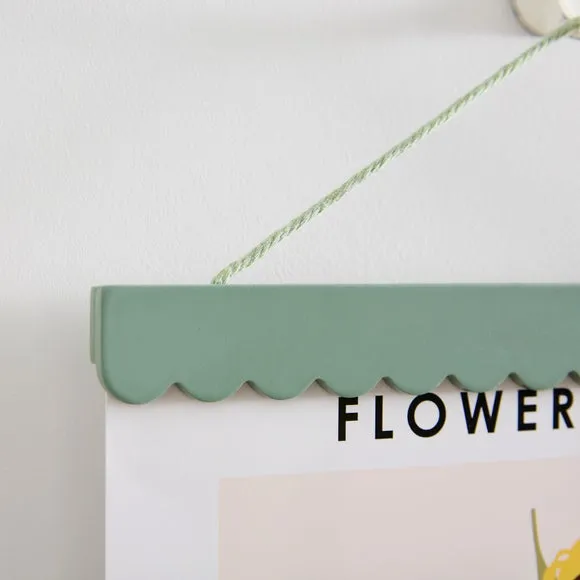 Scalloped Poster Hanger - Green, Wood