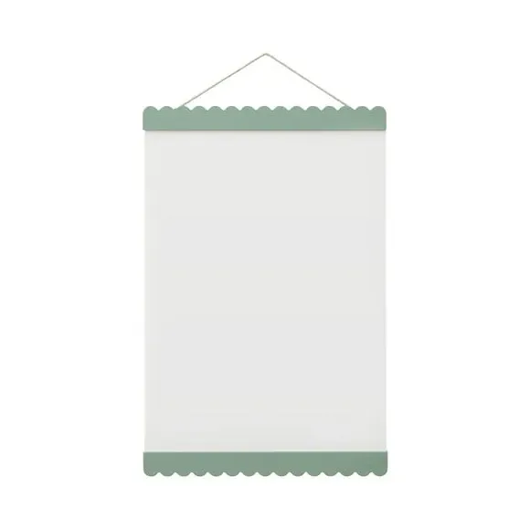 Scalloped Poster Hanger - Green, Wood